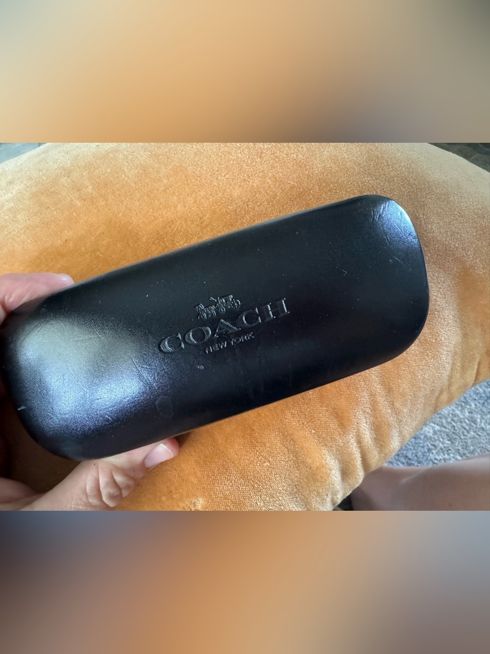 Coach Black Embossed Leather Eyeglass Case